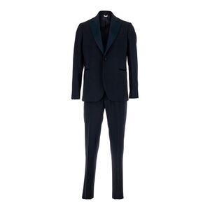 Plain Men Blue Single-Breasted Suit With Peak Revers In Fabric Man